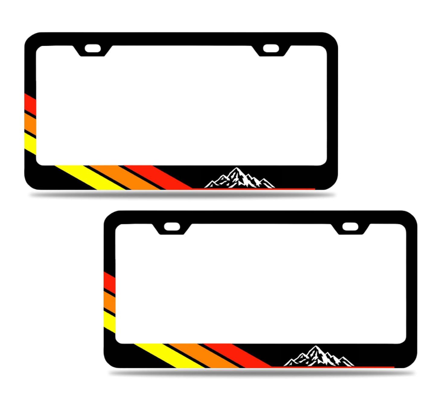 Set of 2 Tri-Color Personalized Car License Plate Frame - Stainless Steel Plate Frame with Screws 6 x 12.25 inches and 2 Holes and Screw