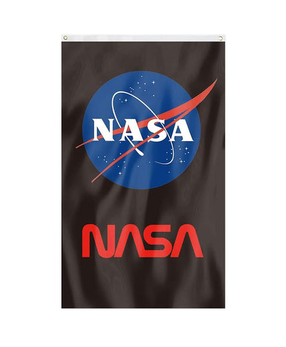 3x5 Feet Vertical NASA Flag with Two Brass Grommets - Polyester NASA Insignia Logo Flag for Indoor and Outdoor Decoration - Science Poster for Bedroom