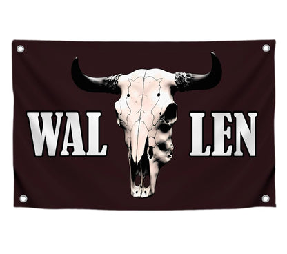 3x5 Ft American Singer Polyester Flag with Four Brass Grommets - Aesthetic Album Covers Wall Music Posters for Bedroom - Bull Skull Tapestry Funny