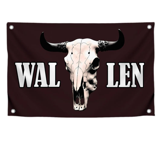 3x5 Ft American Singer Polyester Flag with Four Brass Grommets - Aesthetic Album Covers Wall Music Posters for Bedroom - Bull Skull Tapestry Funny