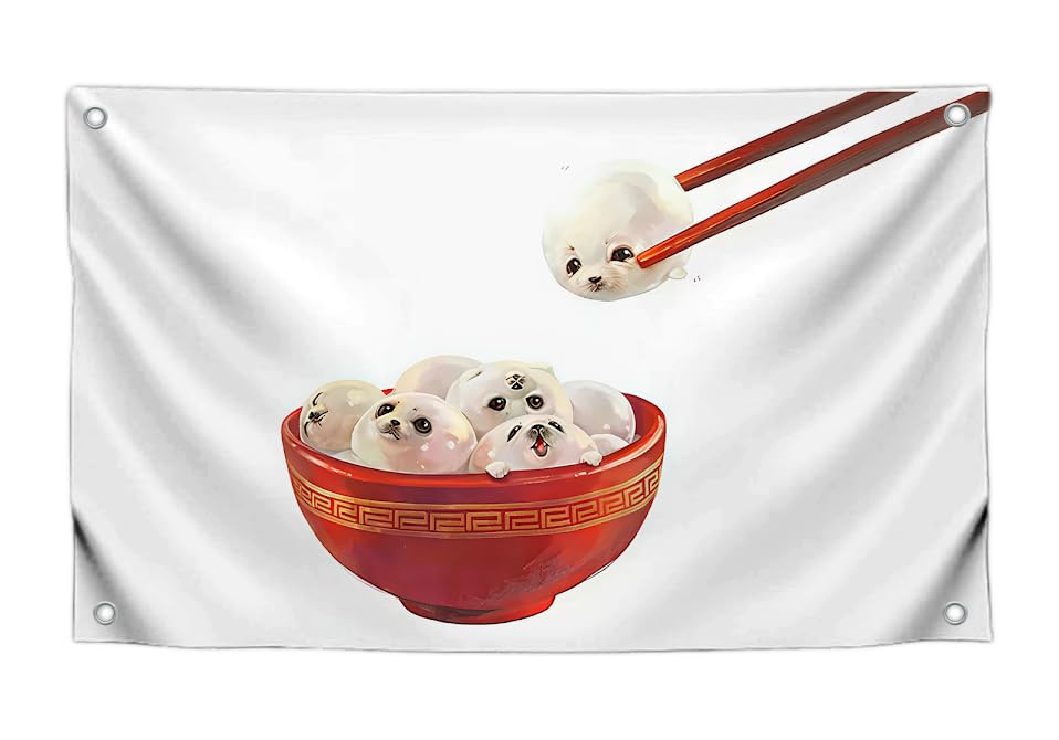 3x5 Feet Wall Meme Flag with Funny Seal with Four Brass Grommets - Single Sided Banners for College Dorm or Inside Outside