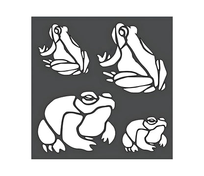 5.5x5.5 Inch Reusable Sturdy Stencil with Frogs - Scrapbooking for Airbrush Painting Drawing. Flexible Clear Plastic Stencils Arts and Crafts Material