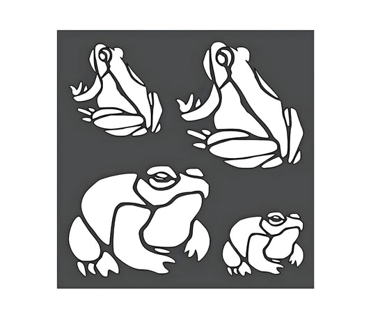 5.5x5.5 Inch Reusable Sturdy Stencil with Frogs - Scrapbooking for Airbrush Painting Drawing. Flexible Clear Plastic Stencils Arts and Crafts Material