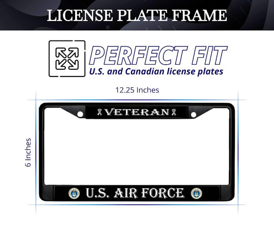 Car License Plate Frame US Air Force Veteran - Standart Cars USA Stainless Steel Frame for Front and Rear