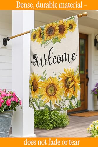 Double Sided Summer Garden Flag - Seasonal Large Outdoor Yard Flags of Burlap - Banner Welcome Summer or Spring - Outside Garden Yard Decorations