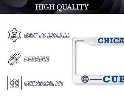 License Plate Frame for US Standard. Chicago Cubs 6x12.25 Inch License Plate Frames with 2 Holes and Screws - Stainless Steel Frame for Front and Rear