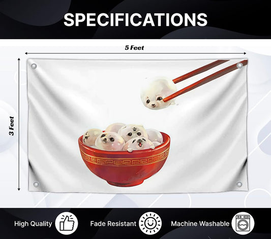 3x5 Feet Wall Meme Flag with Funny Seal with Four Brass Grommets - Single Sided Banners for College Dorm or Inside Outside