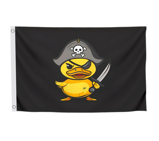 3x5 Feet Pirate Rubber Duck Polyester Flag with Two Brass Grommets - Outside Garden Yard Banner Viking Flag Outdoor Single Sided