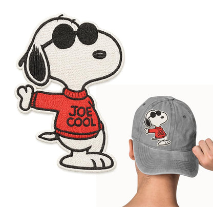 Funny Embroidered Meme Patches with Beagle Dog - Dream Dog Standing with Glasses Logo Patch - Embroidered Sew Iron On Patches Badge Bags