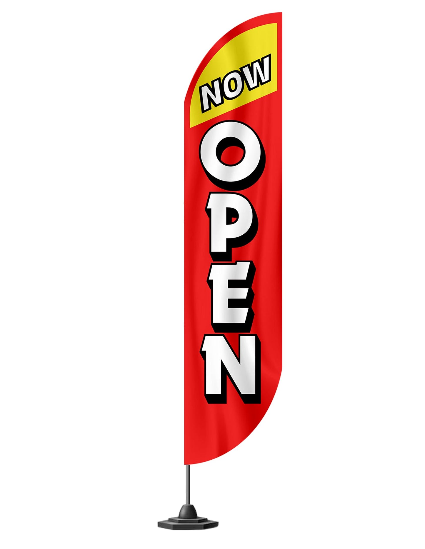 12x2.5 Feet Tall Feather Flags "Now Open" - Single Sided Feathers Banners Open Themed - Advertising Flags with Polyester - Organization Tall Welcome