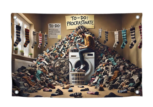 3x5 Feet Polyester Meme Flag with Quote "To-Do: Procrastinate" with Four Brass Grommets - Polyester Man On A Washing Machine Tapestries Banner