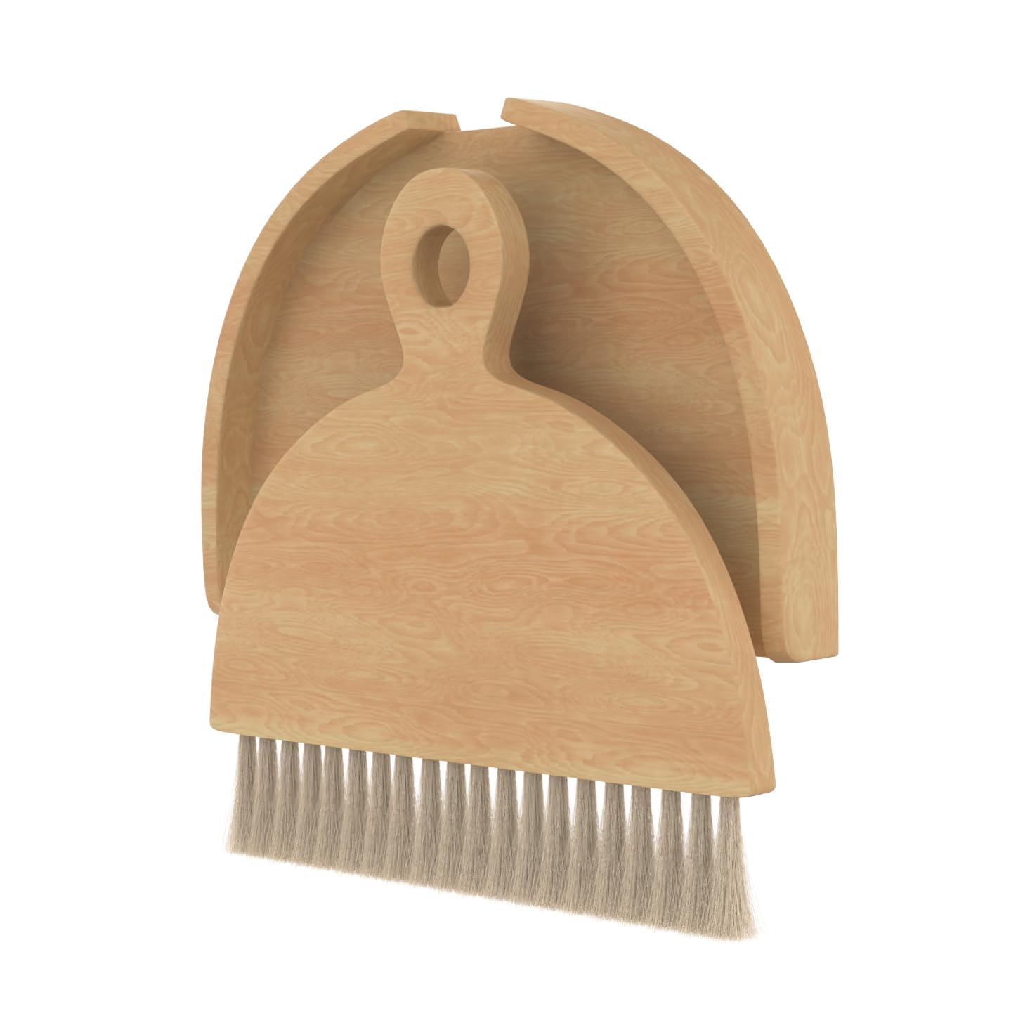 Desktop Table Dustpan and Brush Set for Home - Portable Cleaning Combo with Real Wood - Compact Brush for Sweeping