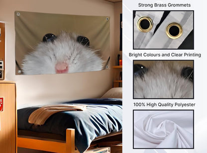 3x5 Feet Beautiful Hamster Cool Flags with Four Brass Grommets - Single Sided Cute Animals Wall Flag for Guys Bedroom Decor - Polyester Meme Tapestry