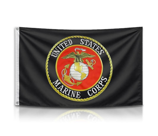 3x5 ft US Marine Corps USMC Emblem Flag – Black, Double-Sided