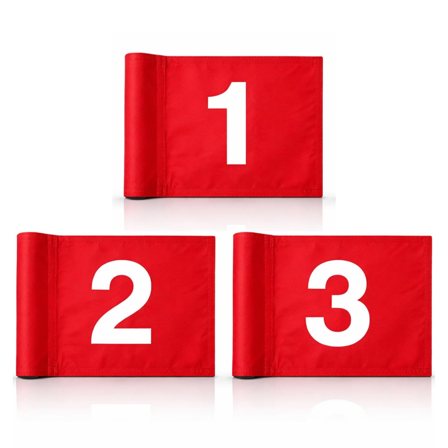 Set of 3 Double Sided 8x6 Inches Numbered Golf Polyester Flag - Mini Practice Putting Green Flags for Yard in 420D Nylon - Small Banner Numbered