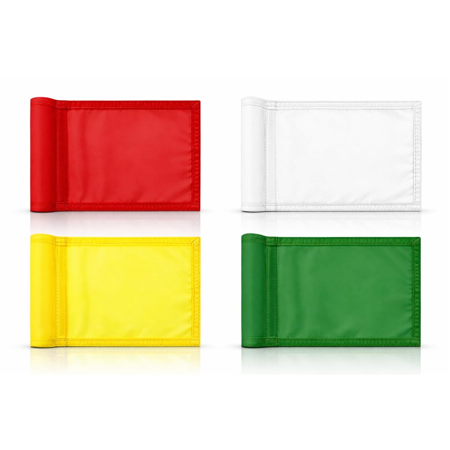 Set of 4 Single Sided 8x6 Inches Solid Golf Polyester Flag - Mini Putting Green Flags for Backyard Practice in 420D Nylon - Small Banner Solids