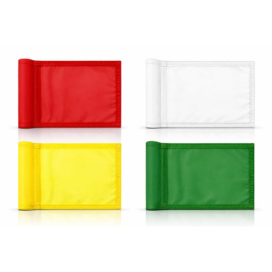 Set of 4 Single Sided 8x6 Inches Solid Golf Polyester Flag - Mini Putting Green Flags for Backyard Practice in 420D Nylon - Small Banner Solids