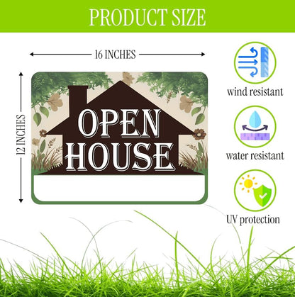 3X Double Sided 12x16 Inches Plastic Sign With H-stakes "Open House"