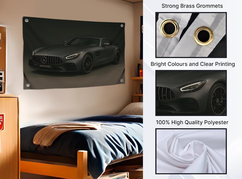 3x5 Feet Flags for Room Boy with Sport Car with Four Brass Grommets - Single Sided Fantastic Durable Tapestry Flag