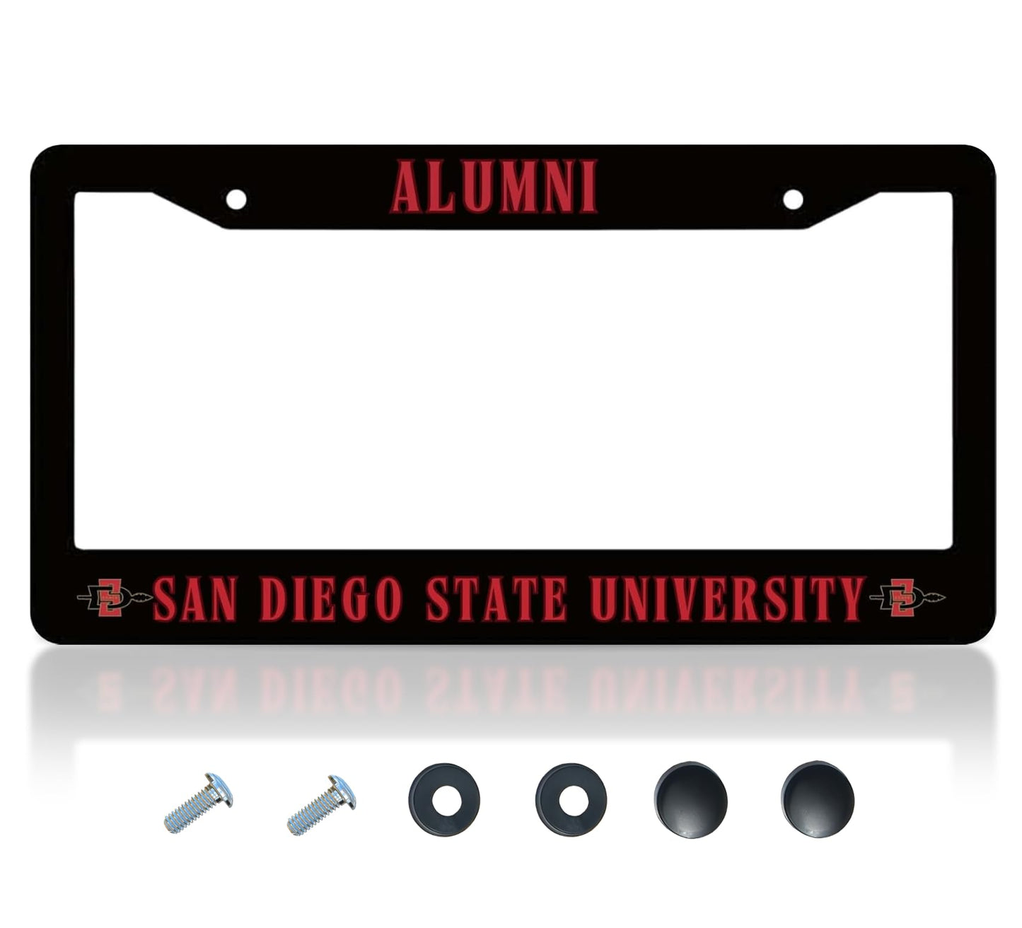 6x12.25 Inch Funny License Plate Frame for US Standard SAN Diego State University - Alumni Text License Plate Frame Stainless Steel for Front