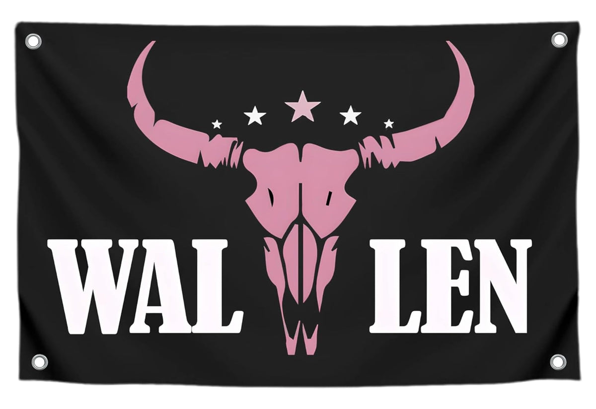 3x5 ft Western Pink Bull Skull Flag – Cowboy Wall Banner