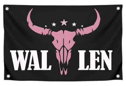 3x5 ft Western Pink Bull Skull Flag – Cowboy Wall Banner