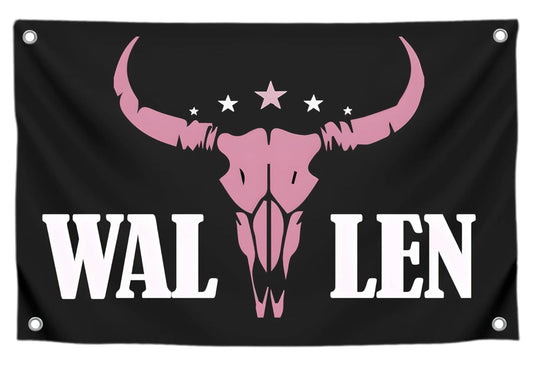 3x5 ft Western Pink Bull Skull Flag – Cowboy Wall Banner