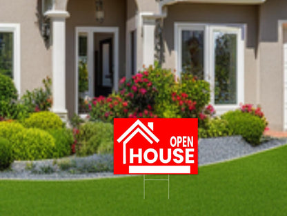 3X Double Sided 12x16 Open House Sign for Real Estate Agent Supplies for Sale Plastic Signs with H Wire Stakes