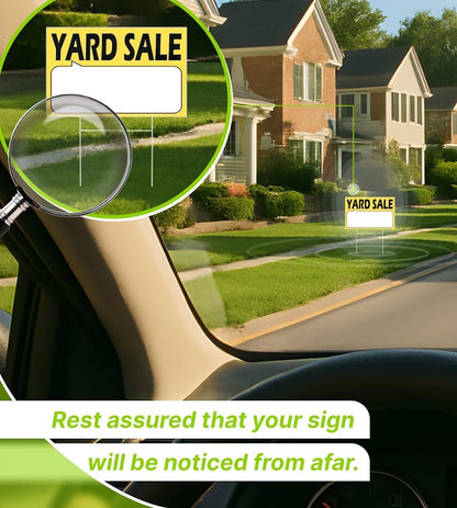 Set of 3 Double Sided 12x16 Inches Plastic Yard Sale Signs with Metal H-Stakes