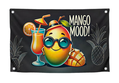 3x5 Feet Single Sided Flag with 4 Brass Grommets - Tropical Mango Mood Polyester Flags with Cocktail - Cool Bannner for Summer Party