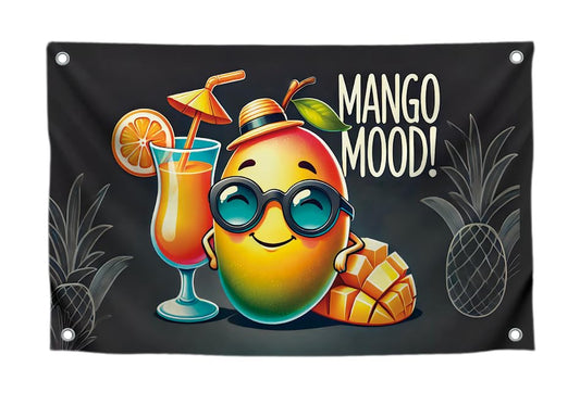 3x5 Feet Single Sided Flag with 4 Brass Grommets - Tropical Mango Mood Polyester Flags with Cocktail - Cool Bannner for Summer Party