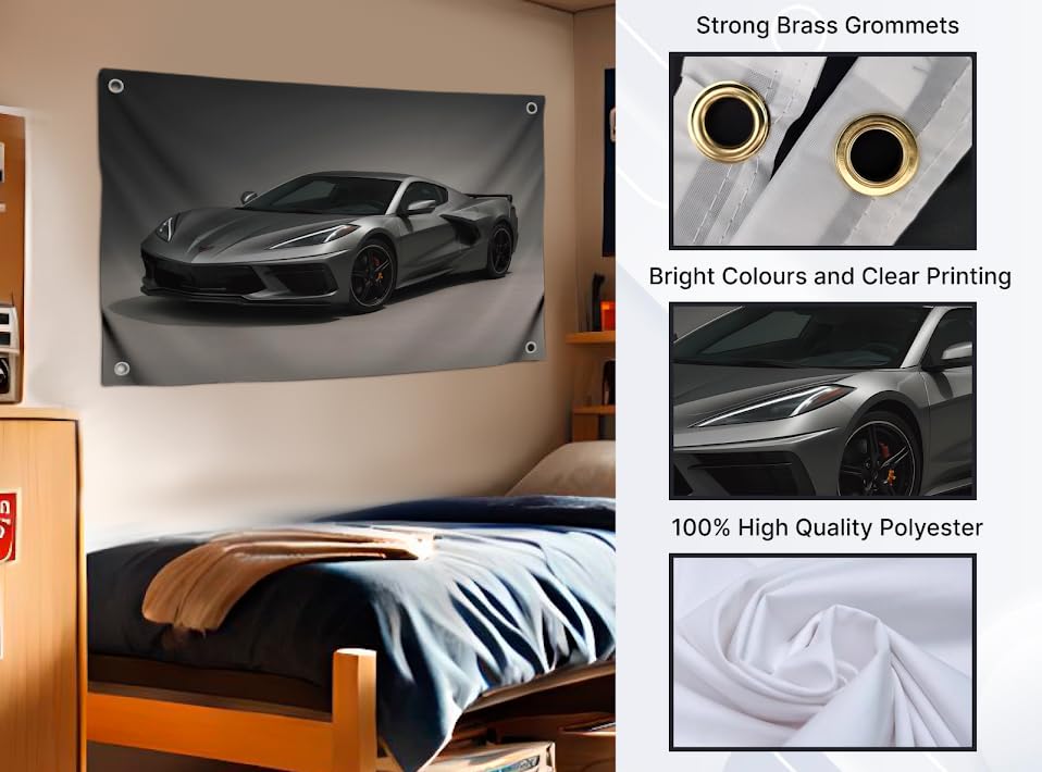 3x5 Feet Car Flag with Four Brass Grommets - Single Sided Racing Wall Garage Decor - Polyester Hanging Tapestries for Bedroom Mens
