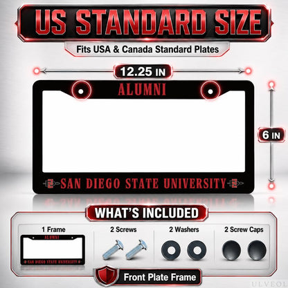 6x12.25 in San Diego State University Alumni License Plate Frame – Stainless Steel
