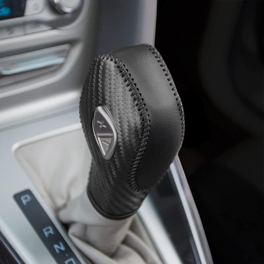 ULVEOL Automatic at Gear Shift Knob Cover Protector Trim - Genuine Leather Accessories Compatible for Ford Fusion EcoSport Escape Focus Transit C-Max