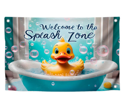 3x5 Feet Baby Duckling Polyester Flag Welcome To The Splash Zone with 4 Brass Grommets - Flag Duck with Shower for Wall Decoration