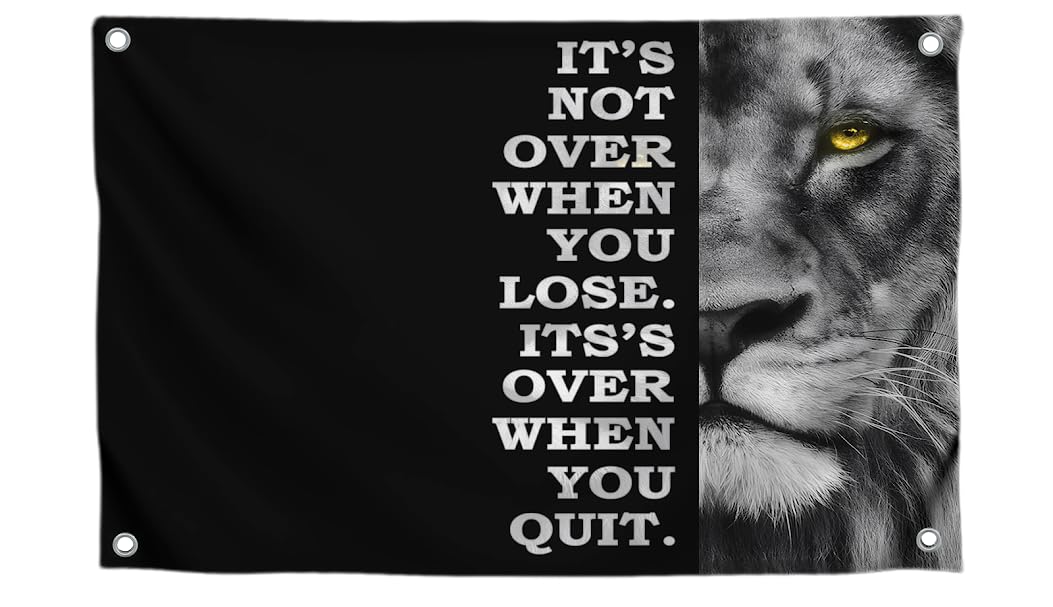 3x5 Feet Motivational Lion Wall Art with Four Brass Grommets - Cool Motivational Inspirational Poster for Men and Women