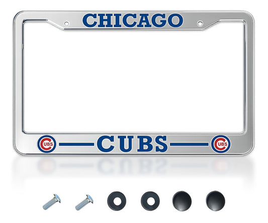 6x12.25 in Chicago Cubs License Plate Frame – Stainless Steel