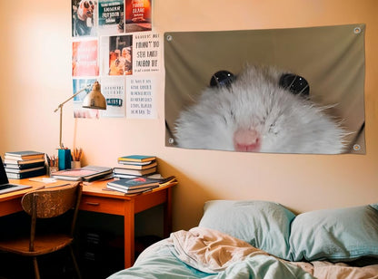 3x5 Feet Beautiful Hamster Cool Flags with Four Brass Grommets - Single Sided Cute Animals Wall Flag for Guys Bedroom Decor - Polyester Meme Tapestry