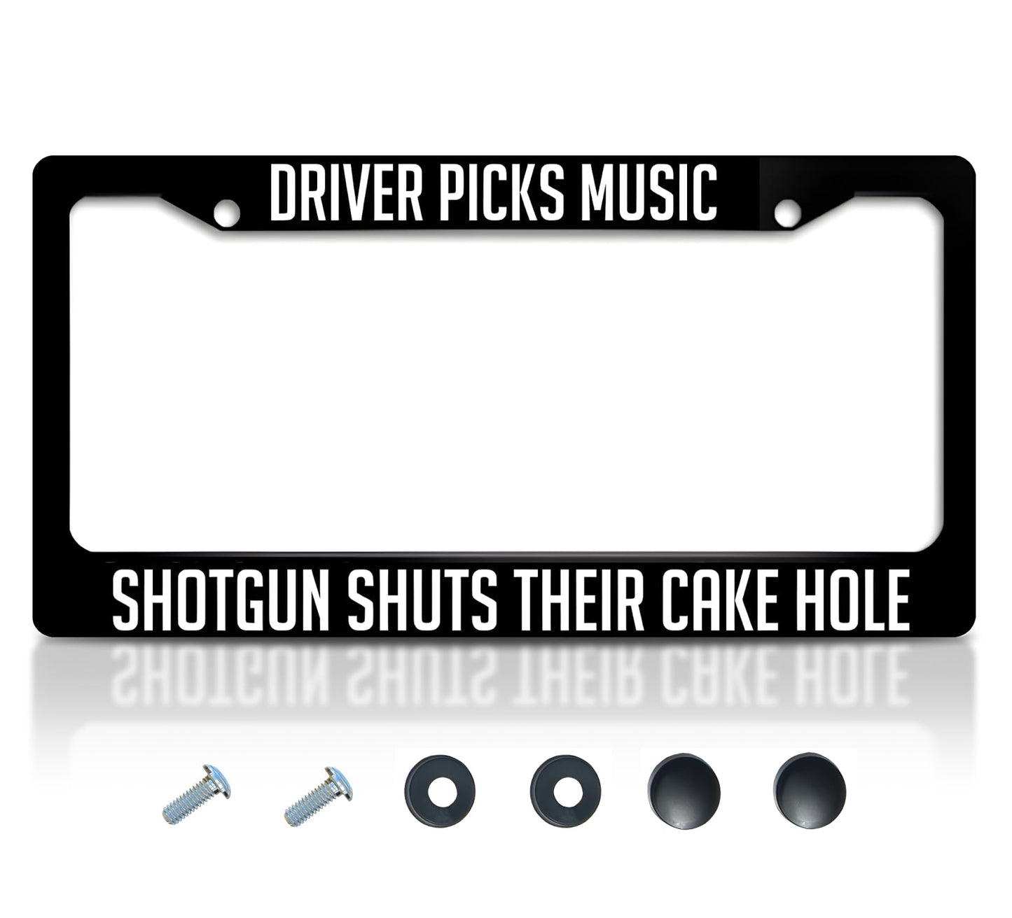6x12.25 Inch License Plate Frame with 2 Holes and Screws Driver Picks Music Shotgun Shuts Their Cake Hole - Black Plate Frames Auto Car Accessoriesn