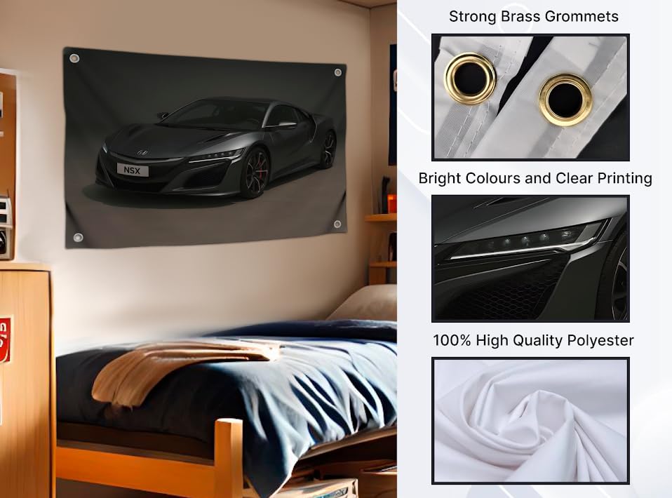 3x5 Feet Cool Racing Car Flag with 4 Brass Grommets - Single Sided Tapestries Garage Banner for Wall Decoration - Hanging Flags for Decorate Man Cave