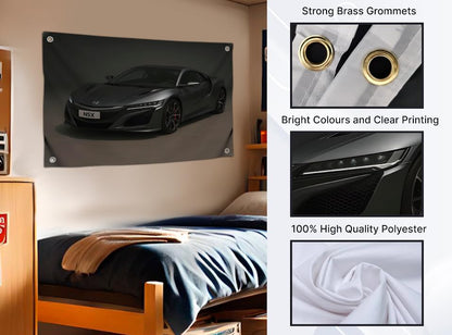3x5 Feet Cool Racing Car Flag with 4 Brass Grommets - Single Sided Tapestries Garage Banner for Wall Decoration - Hanging Flags for Decorate Man Cave