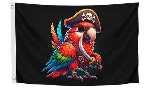 3x5 Ft Pirate Parrot Polyester Flag with 2 Grommets - Garden Yard Porch Patio Banner for Decor - Pirate Parrot Single Sided Flag or Black Boat Flags