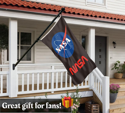 3x5 Feet Vertical NASA Flag with Two Brass Grommets - Polyester NASA Insignia Logo Flag for Indoor and Outdoor Decoration - Science Poster for Bedroom