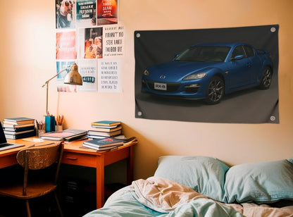 3x5 Ft Cool Polyester Automobile Flag - Blue Sports Car Poster Banner with Brass Four Grommets - Wall Tapestry for Car Lovers or Dorm Room Boys