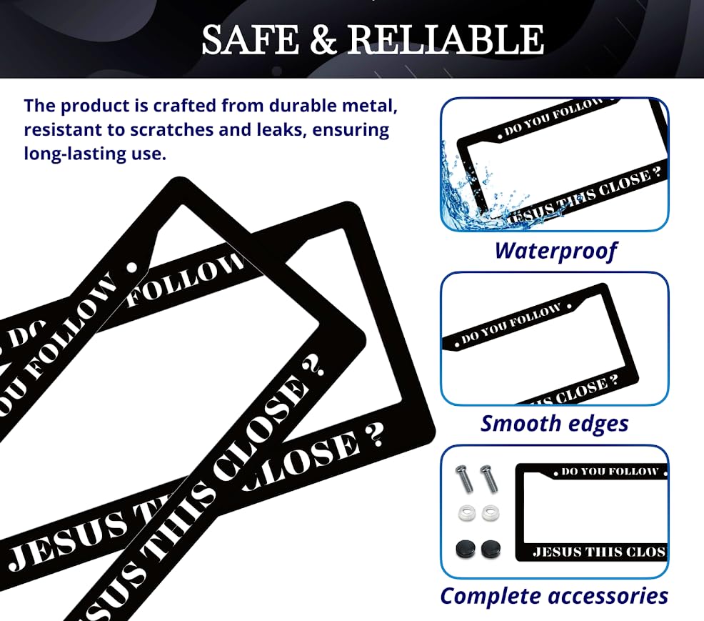 6x12.25 Inch Cool License Plate Frame with 4 Holes - Funny License Plate Frames for US Standard Auto Accessory Bracket Stainless Steel