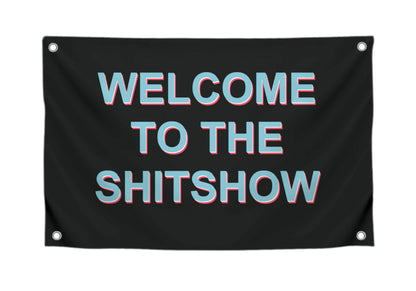 Man Cave Tapestries Funny Gamer Polyester Banner - Welcome To The Shitshow - Party Flags Single Sided College Dorm Rooms Decor - 3x5 Ft Flag