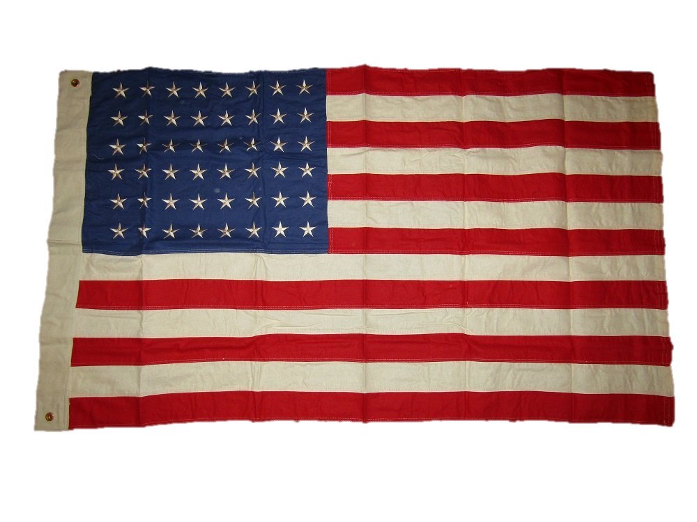 3x5 Embroidered Sewn 48 Star USA American Tea Stain Vintage Cotton Flag 3'x5'