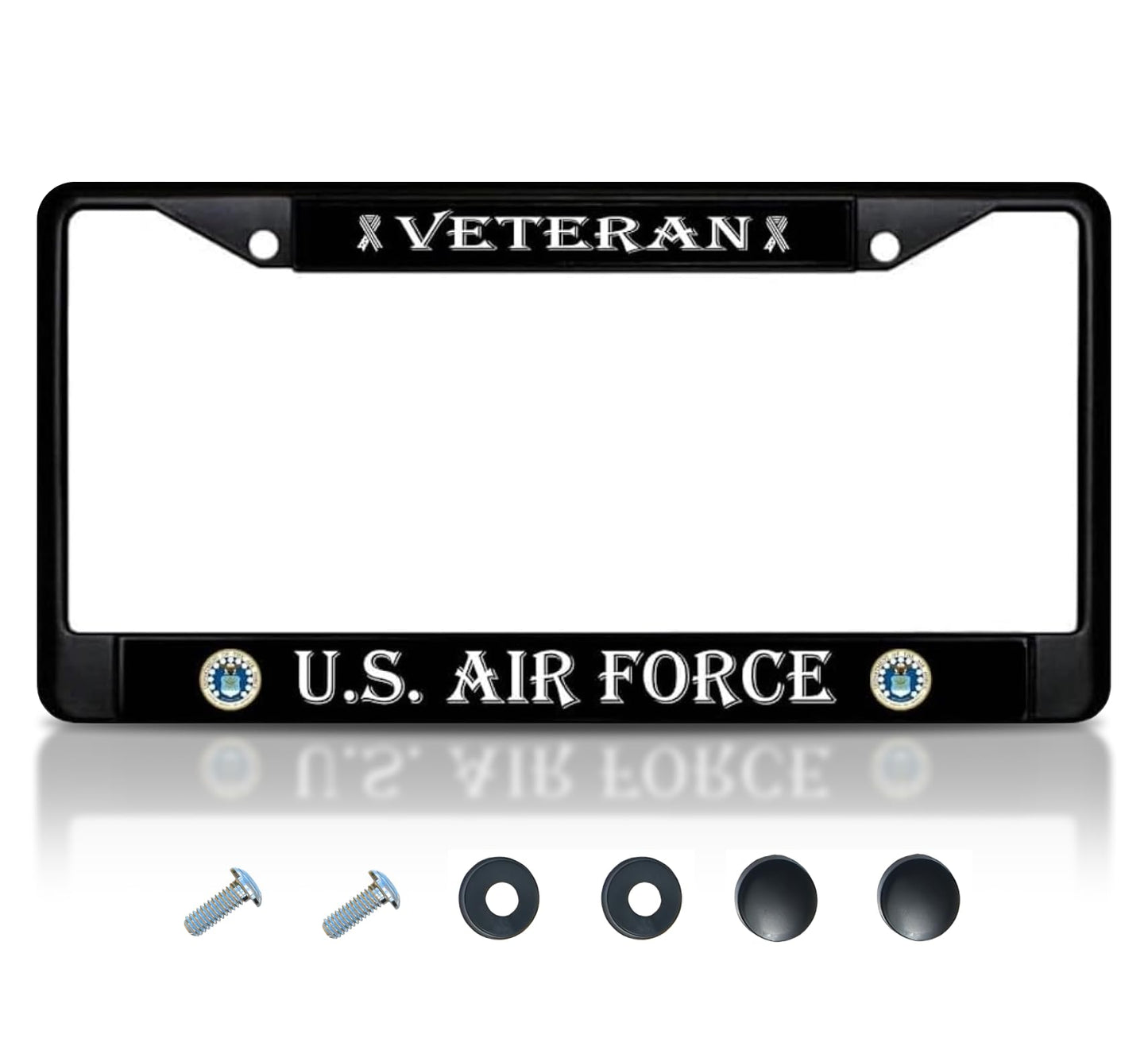 Car License Plate Frame US Air Force Veteran - Standart Cars USA Stainless Steel Frame for Front and Rear