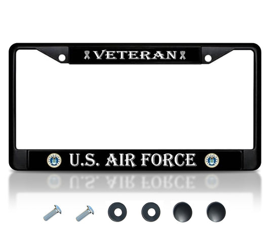 Car License Plate Frame US Air Force Veteran - Standart Cars USA Stainless Steel Frame for Front and Rear
