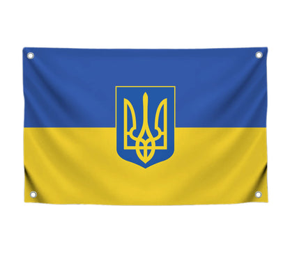 3x5 Feet Ukrainian Flag with 4 Brass Grommets - Country Flag for Wall Decoration - Polyester Flags for House Yard Garden. Ukraine Single Sided Banners